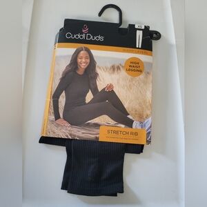 Cuddl Duds Women's StretchRib High Waist Legging Black